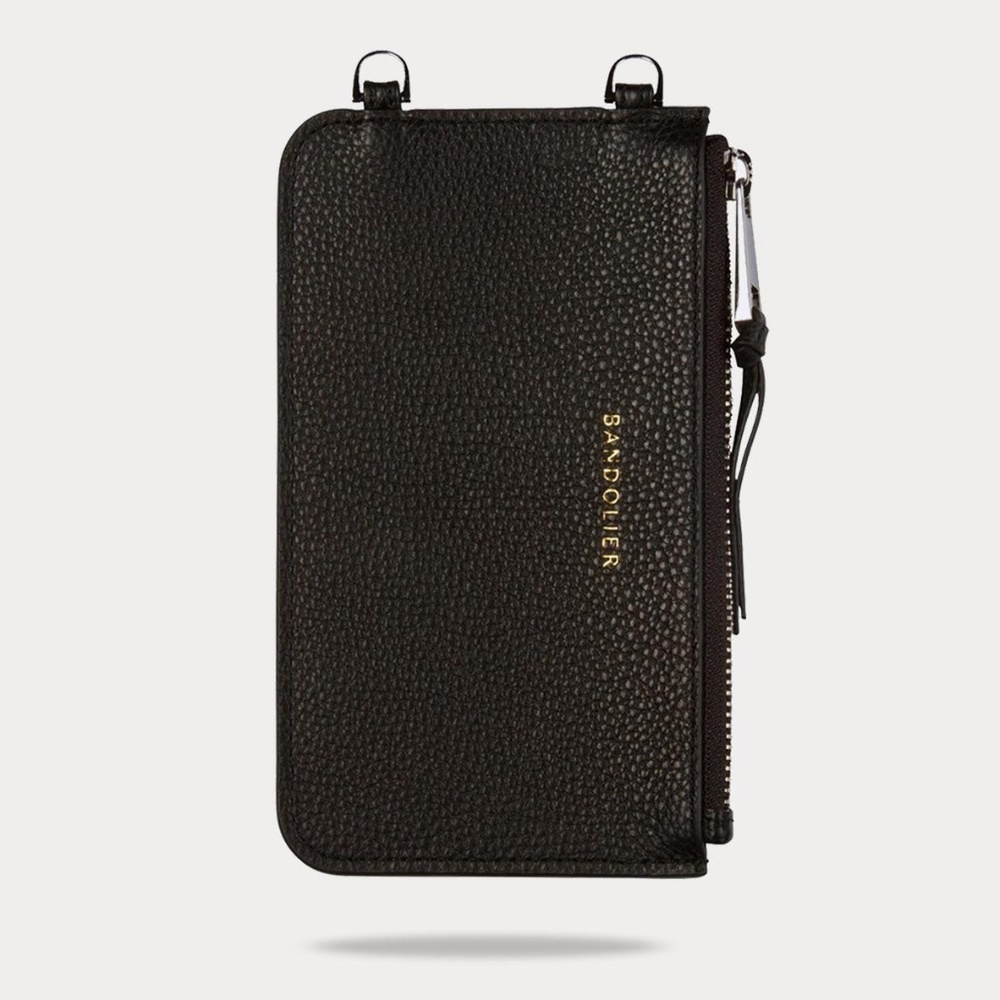 CLASSIC POUCH Pebble Leather Zip Pouch in Black/Silver